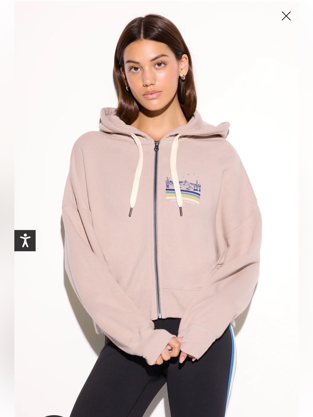 Spiritual Gangster 🩷🤍 Cropped Zip-Up Hoodie in light pink with Drawstring hoodie